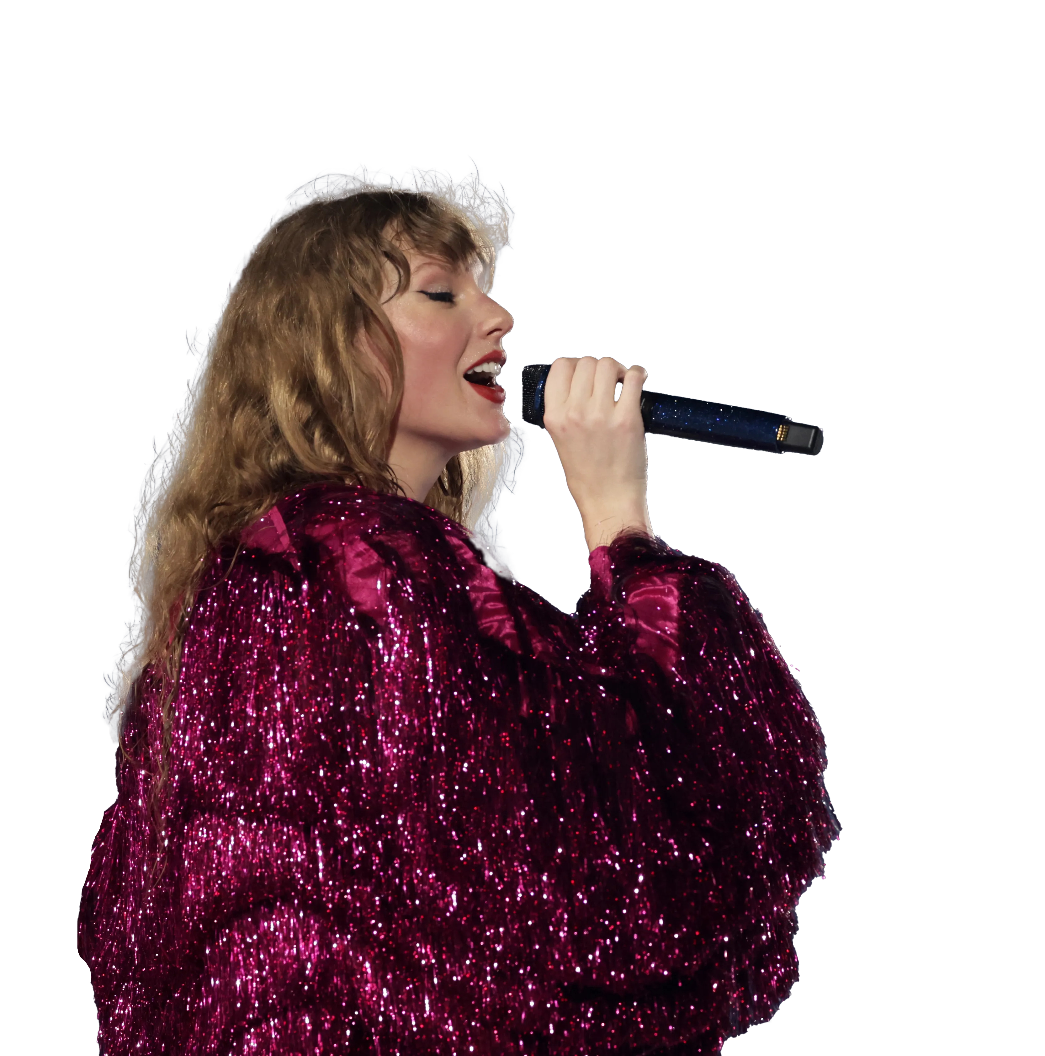 Taylor Performing in Burgundy Blouse