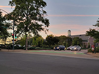 Forsyth Blvd crossing at sunset